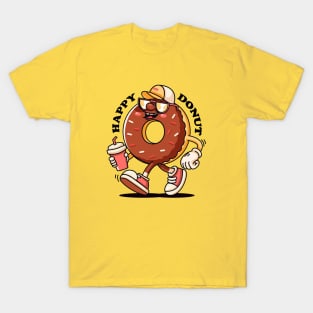 Happy donut, retro cartoon mascot T-Shirt